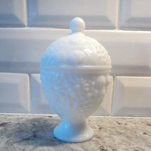 vintage milk glass lidded container